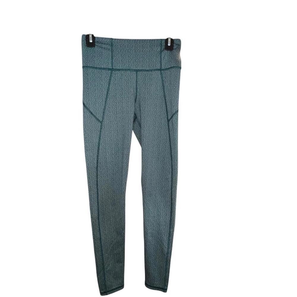Under Armour Women's Small Teal Patterned HeatGear Mid-Rise Ankle Leggings